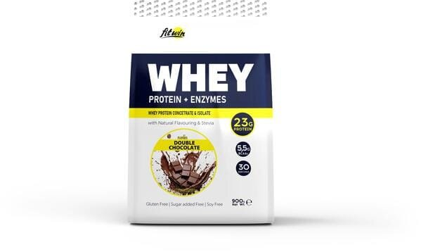 Протеїн сироватковий FitWin Whey Protein + Enzymes подвійний шоколад, 900 г