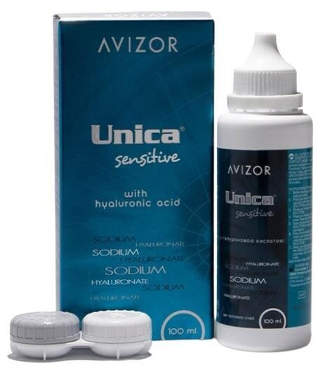 Розчин Avizor Unica Sensitive для контактних лінз з гіалуроновою кислотою по 100 мл у флак. пласт.