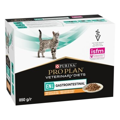 Корм вологий Purina Pro Plan Veterinary Diets EN Gastrointestinal для котів при лікуванні кишкових розладів, шматочки в підливі з куркою, 10 х 85 г