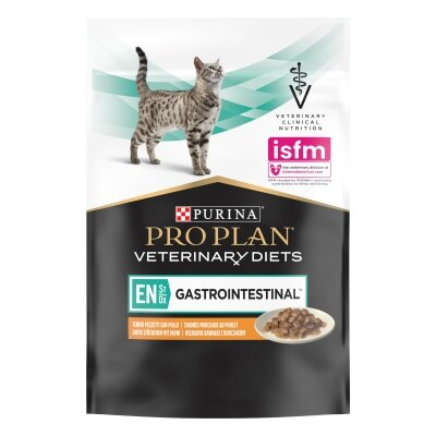 Корм вологий Purina Pro Plan Veterinary Diets EN Gastrointestinal для котів при лікуванні кишкових розладів, шматочки в підливі з куркою, 10 х 85 г