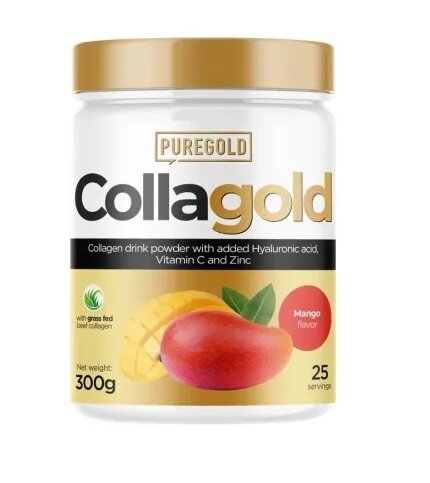Колаген Pure Gold CollaGold Mango з гіалуроновою кислотою, вітаміном С та цинком, зі смаком манго, 300 г