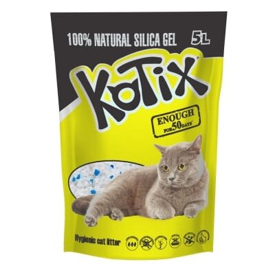Наповнювач для котячого туалету Kotix силікагелевий поглинаючий, 5 л (2,4 кг)