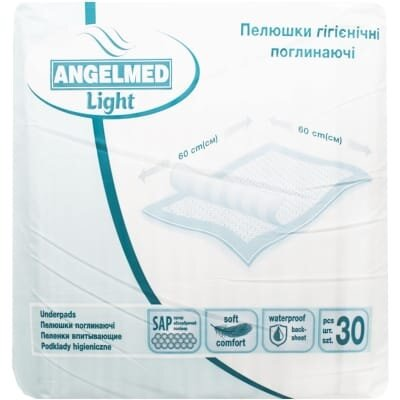 Пелюшки Angelmed Light одноразові гігієнічні 60 х 60 см, 30 шт