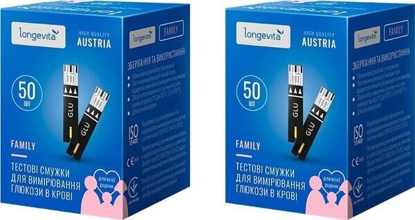 Тест-смужки Longevita Family для глюкометра, 100 штук