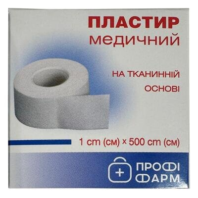 Пластир медичний Профі Фарм на тканинній основі 1 см х 500 см, 1 штука