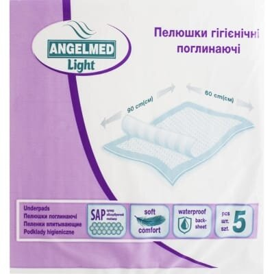 Пелюшки Angelmed Light одноразові гігієнічні 60 х 90 см, 5 шт