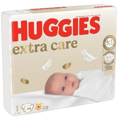 Підгузки Huggies Extra Care дитячі, розмір 1, 2-5 кг, 84 шт