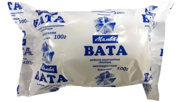 Вата нестерильна Мальва медична гігієнічна, ролик 100 г