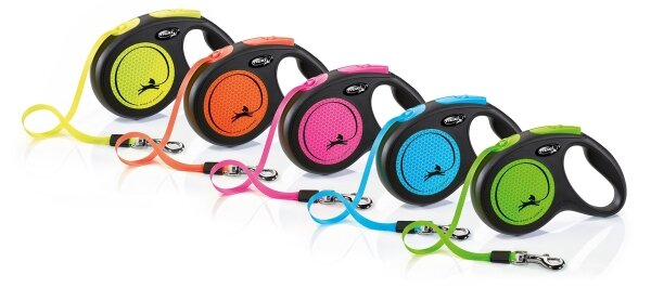 Повідець-рулетка Flexi New Neon S стрічка 5m/15кг синій 32039