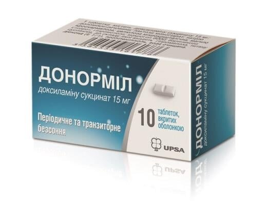 Донорміл таблетки, в/о по 15 мг №10 у тубах