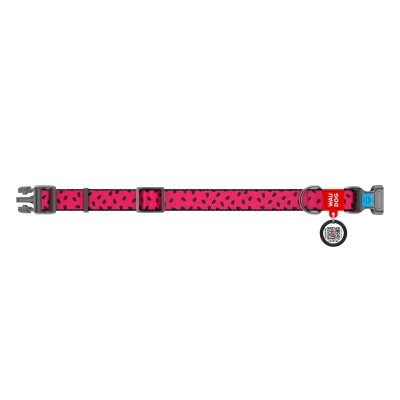Нашийник Collar WAUDOG Nylon з QR-паспортом, малюнок Кавун, пластиковий фастекс, ширина 20 мм довжина 24-40 см