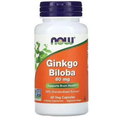 Гінкго білоба NOW Ginkgo Biloba 60 мг вег. капсули №120