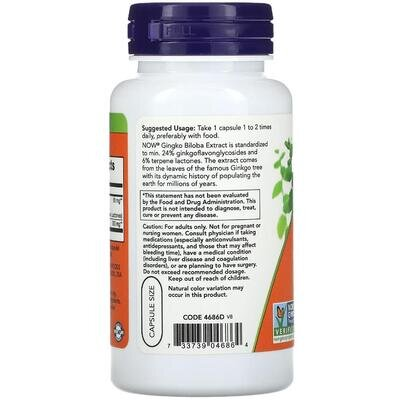 Гінкго білоба NOW Ginkgo Biloba 60 мг вег. капсули №120