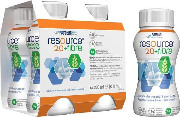 Ентеральне харчування Nestle Resource 2.0 + Fibre із нейтральним смаком, 4 шт по 200 мл