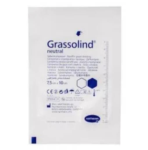 Пов'язка мазева Grassolind neutral для ран атравматична 7,5 см х 10 см стерильна, 1 штука
