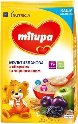 Каша молочна Milupa мультизлакова з яблуком та чорносливом для дітей з 7 місяців, 210 г