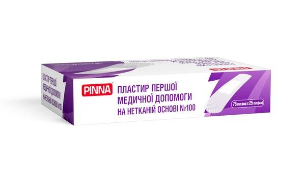 Пластир першої медичної допомоги Pinna на нетканій основі 76 х 25 мм,100 штук