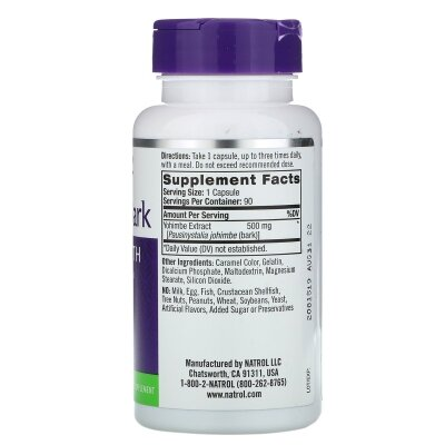 Чоловіче здоров'я Natrol Yohimbe 500 mg, 90 капсул