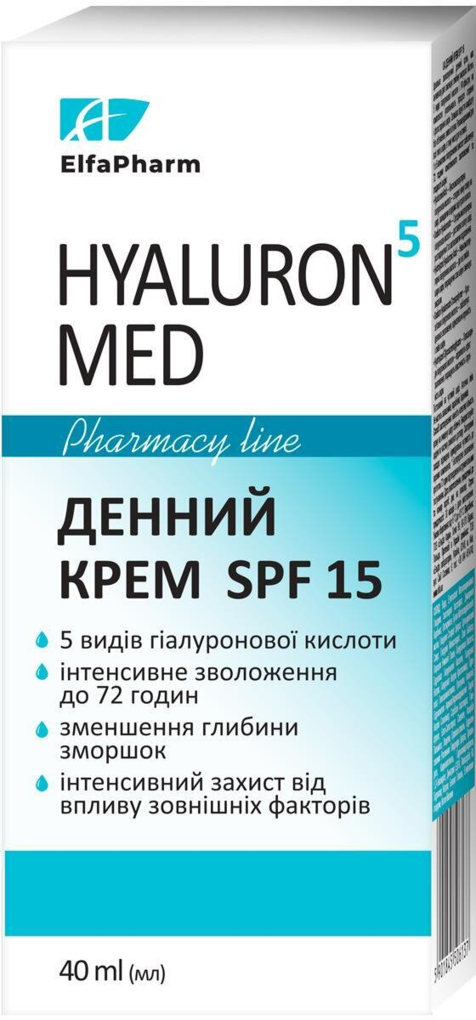 Крем для обличчя Elfa Pharm Hyaluron5 Med SPF15 зволожуючий, 40 мл
