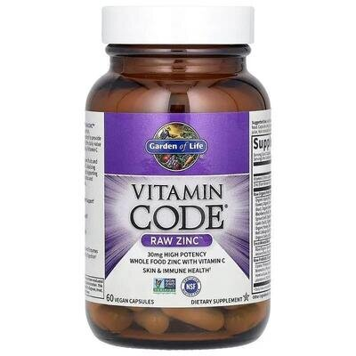 Цинк Garden of Life Vitamin Code Raw Zinc, 60 капсул