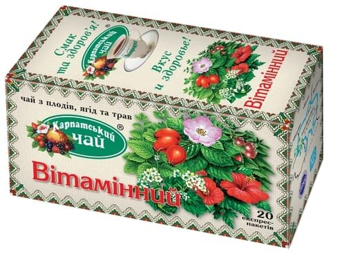 Чай трав'яний Екопродукт Карпатський чай Вітамінний по 2,0 г №20 у філ.-пак.