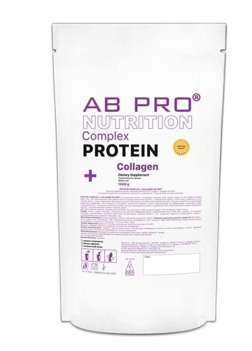 Протеїн комплексний AB PRO Protein Complex + Collagen, полуничний пунш, 1000 г