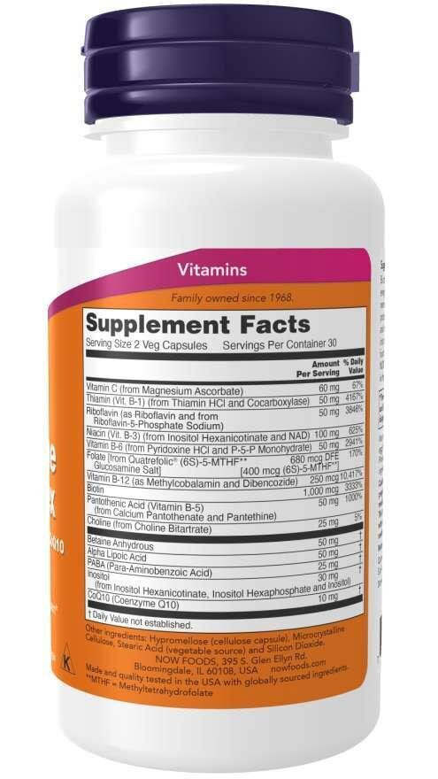 Коензим та В-комплекс NOW Co-Enzyme B-Complex вег. капсули №60