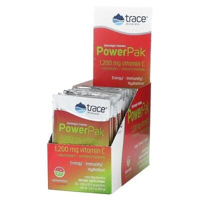 Електроліти Trace Minerals Electrolyte Stamina Power Pak зі смаком кавуна, 30 пакетів