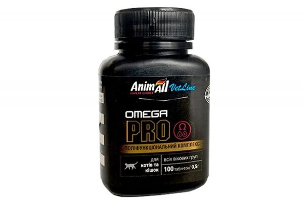 Вітамінний комплекс AnimAll VetLine Omega PRO з Омега для котів та кішок, 100 таблеток