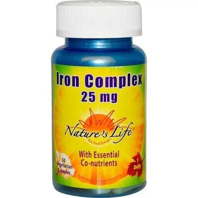 Вітамінно-мінеральний комплекс з залізом Nature's Life Iron Complex 25 мг, 50 капсул