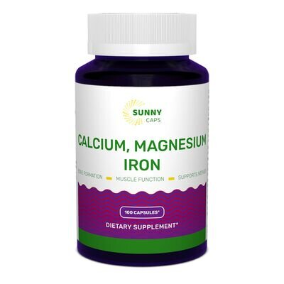 Кальцій Магній та Залізо Sunny Caps Calcium, Magnesium and Iron Powerfull капсули №100
