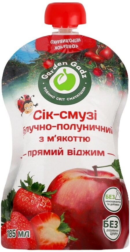 Сік-смузі Garden Gadz Яблуко-полуниця, 185 мл