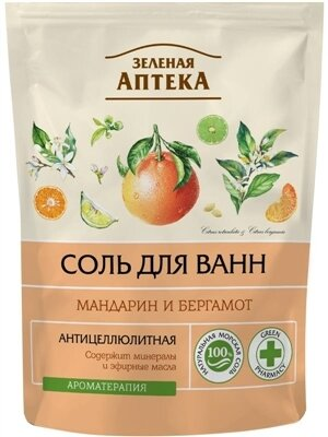 Сіль для ванн Зелена Аптека Мандарин і бергамот дой-пак, 500 г