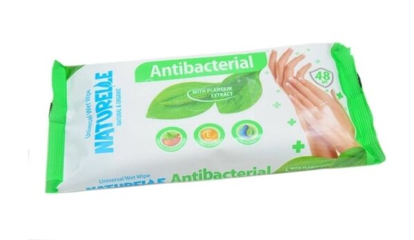 Серветки вологі Naturelle Antibacterial з екстрактом подорожника, 48 штук