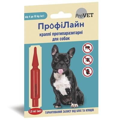 Краплі ProVET Profiline від бліх та кліщів для собак вагою 4-10 кг, 1 піпетка по 1,0 мл