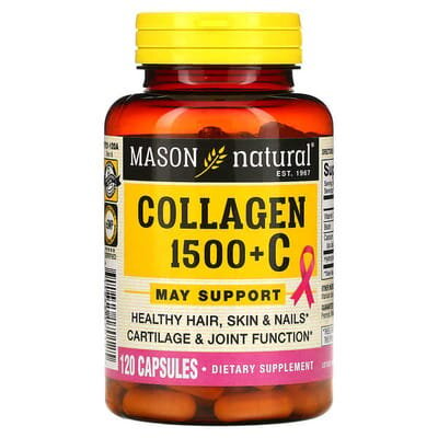 Колаген із вітаміном C 1500 мг Mason Natural Collagen, 120 капсул