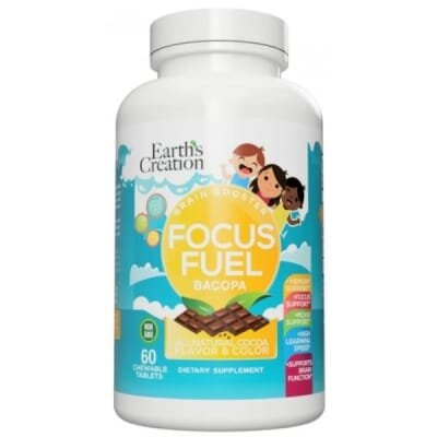 Комплекс підтримки мозку для дітей Earth's Creation Focus Fuel (Bacopa Kids) зі смаком шоколаду, 60 жувальних цукерок