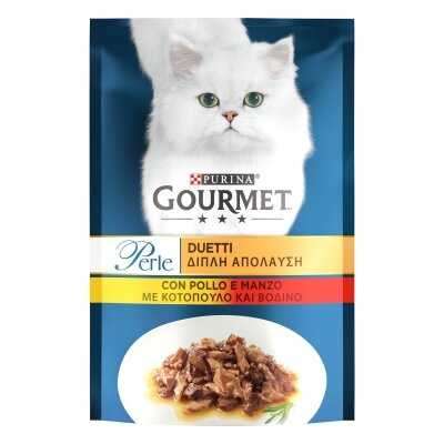 Корм вологий для кішок Purina Gourmet Perle Duo з куркою і яловичиною міні філе в підливі, 85 г
