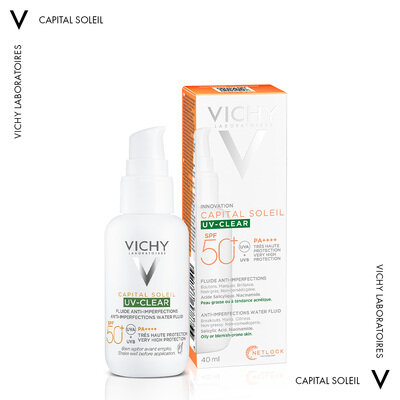 Флюїд Vichy Capital Soleil SPF50+ сонцезахисний щоденний невагомий для шкіри схильної до жирності та недосконалостей, 40 мл