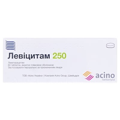 Левіцитам 250 таблетки, в/плів. обол. по 250 мг №60 (10х6)