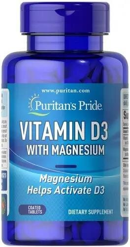 Вітамін D3 з магнієм Puritan's Pride Vitamin D3 with Magnesium, 60 таблеток