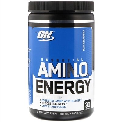 Амінокислота Optimum Nutrition Essential Amin.o. Energy, блакитна малина, 30 порцій