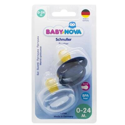 Пустушка латексна Baby-Nova 23500 кругла трикольорова 0-24 місяців, 2 шт