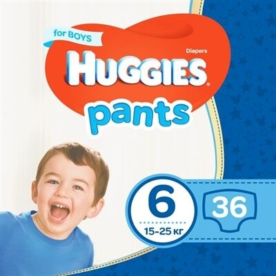 Підгузки-трусики Huggies Pants дитячі, для хлопчиків, розмір 6, 15-25 кг, 36 шт