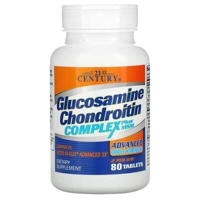 Глюкозамін Хондроїтин 21st Century Glucosamine Chondroitin + МSМ Потрійна Сила, таблетки №80
