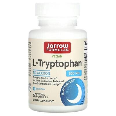 Амінокислота Jarrow Formulas L-Tryptophan 500 мг, 60 капсул