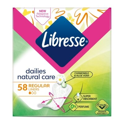 Прокладки щоденні гігієнічні Libresse Dailies Natural Care Regular, 58 шт