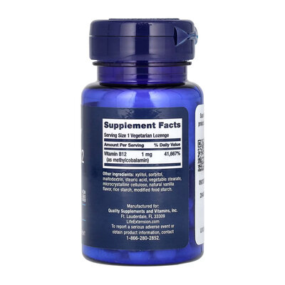 Вітамін В12 Life Extension Vitamin B12 Methylcobalamin пастилки по 1 мг №60