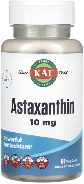Астаксантин KAL Astaxanthin 10 мг, 60 таблеток