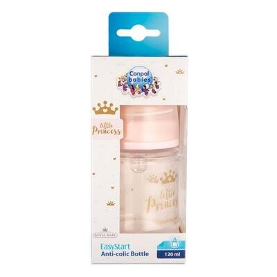 Пляшечка Canpol Babies Easystart Royal baby антиколікова з широким отвором, рожева, 120 мл